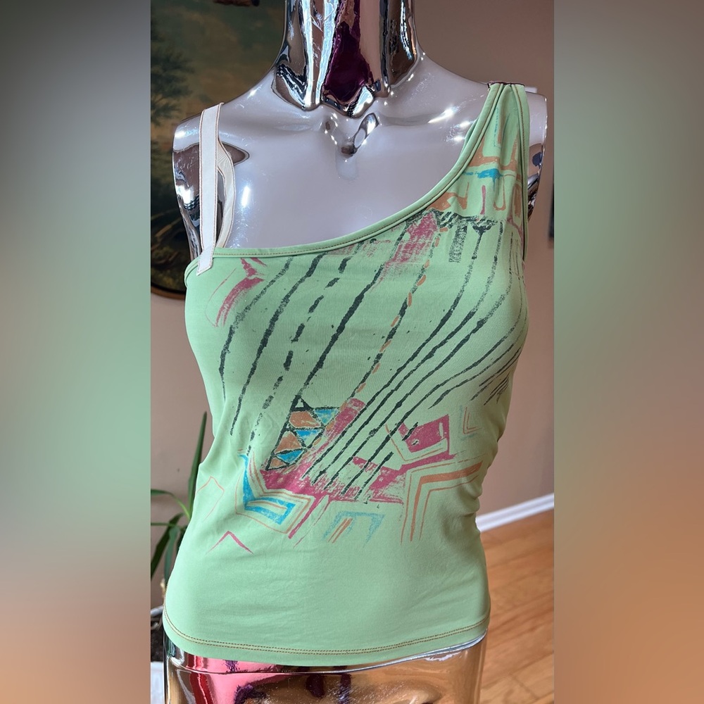 Mint Green Abstract Women's Tank Top